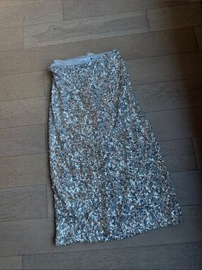 Sequined Pencil Skirt - Silver